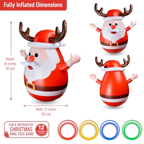 Inflatable Santa Reindeer Ring Toss Game for Christmas Party Kids & Adults