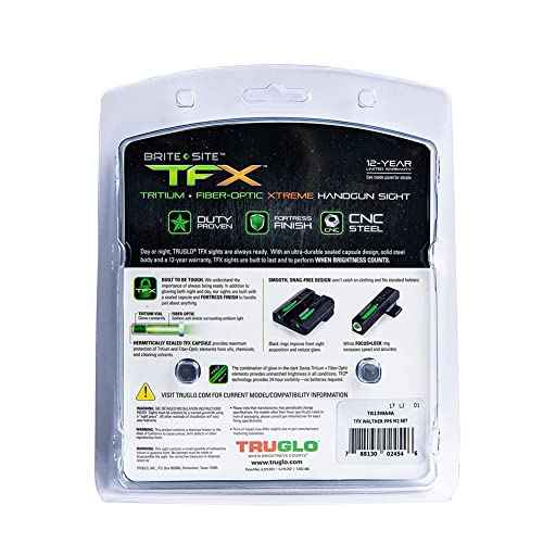 TRUGLO TFX Handgun Sight | Durable Shock-Resistant Compact Brightly Glowing Tritium & Fiber-Optic Xtreme Day/Night Sight for Handguns