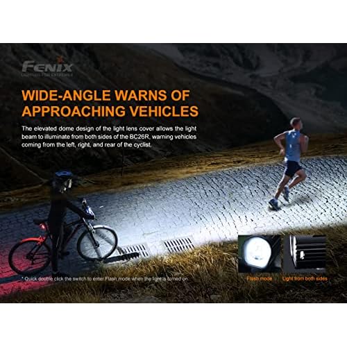Gift Bundle: Fenix BC26R 1600 Lumen Rechargeable Bike Light with BC05R V2.0 Bike Safety Taillight, with Lumentac Organizer