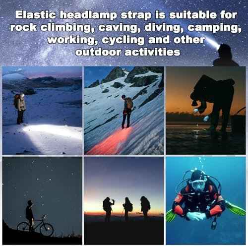 4pcs Elastic Headlamp Strap, Headlamp Band Replacement Head Lamp Comfort Belt Headlamp Headband Holder Headlamp Accessories Compatible with Black Diamond, Petzl, Princeton Tec, Fenix, Streamlight