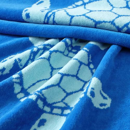 Beach Towel Set 2 Pack Cotton Velour Blue - Oversized, Soft & Absorbent