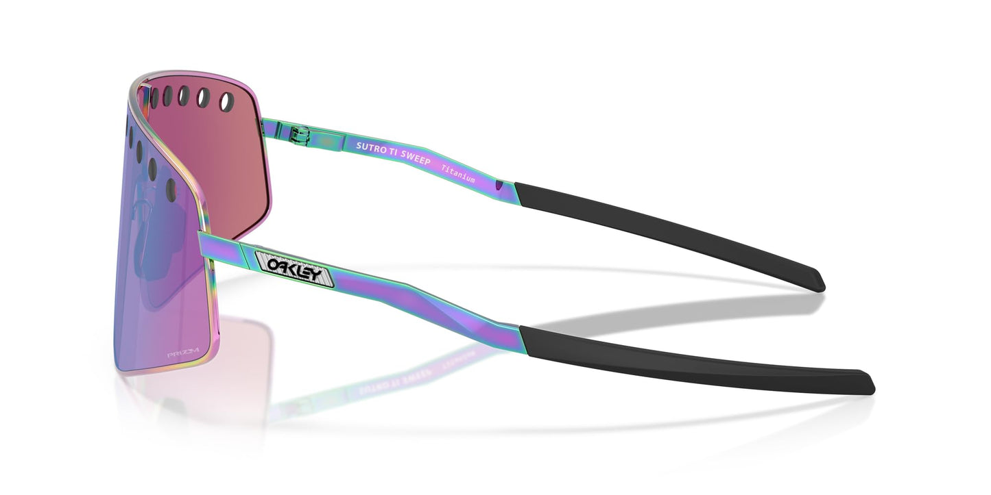 Oakley Sunglasses for Men - OO6025 Sutro TI Sweep Sunglasses with Rimless Titanium Frames PRIZM Lenses -Polished Oil Slick/PRIZM Road Jade - Size 38