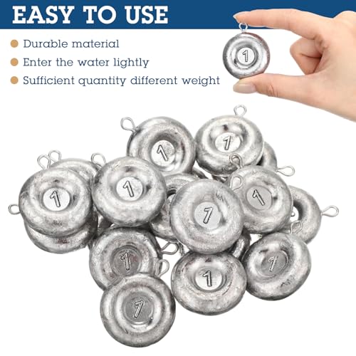 18 Pack Fishing Sinkers No Roll Disc Weights for Surf & Lake Fishing