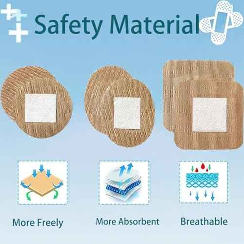 120Pcs Breathable Fabric Small Bandages, Round Oval and Square Flexible Adhesive Strips for Face and Small Wounds Protection Care