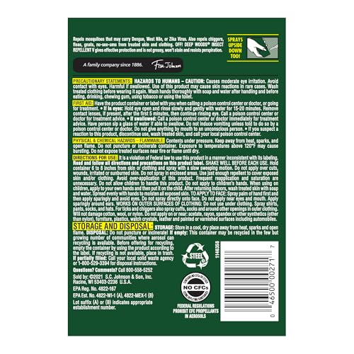OFF! Deep Woods Insect Repellent Aerosol, Bug Spray with Long Lasting Protection from Ticks and Listed Bugs, 6 oz