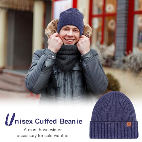 FZ FANTASTIC ZONE Mens Winter Beanie Hats for Men Warm Ribbed Knit Hat Ski Snow Skull Caps with Fleece Lined Mens Gifts
