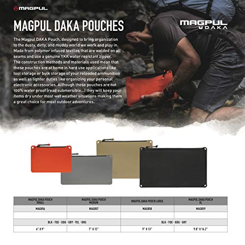 Magpul DAKA Pouch Zippered Tactical Range Bag Orange Medium 7 x 12