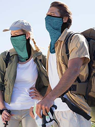 SATINIOR 4 Pack Neck Gaiter with Ear Loops - Light Blue, Green, Grey, Black & Blue