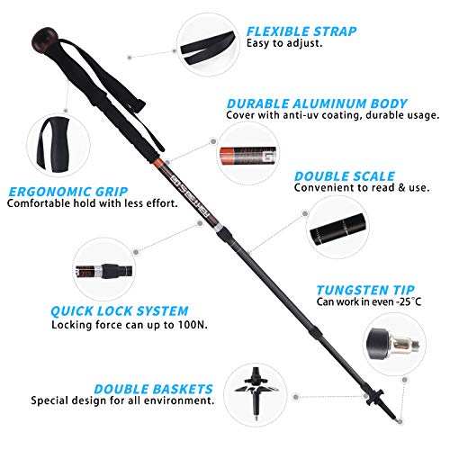 Multipurpose Telescopic Trekking Poles - Lightweight Aluminum Hiking & Hunting Sticks