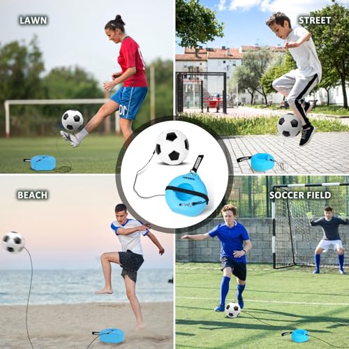 Hikeen Soccer Training Set with Metal Base & Rebound Ball - Blue