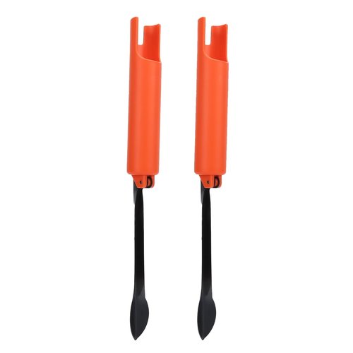 Foldable Fishing Rod Holder (2-Pack) - Orange ABS/Stainless Steel Ground Insert Pole Stand, 3.8cm Universal Diameter for Bank/Beach Fishing, Compact & Durable Accessory