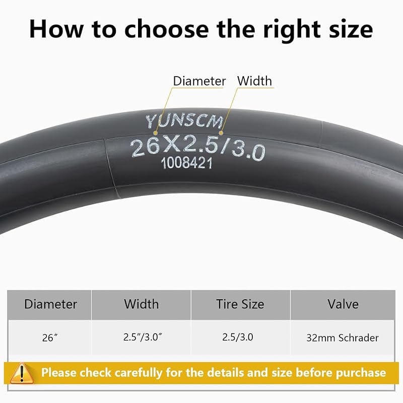Heavy Duty 26x3.0 Inner Tube for E-Bikes 26x2.5-3.0 AV32 Schrader Valve (2-Pack) - YunSCM