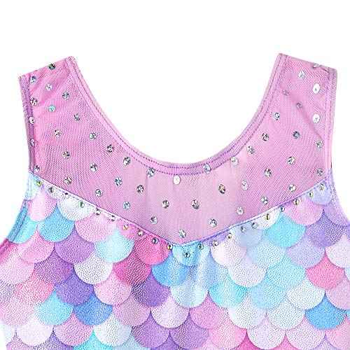 Leotards for Girls Gymnastics Toddler Dance Biketards Mermaid Unicorn Athletic Dance Wear Shiny Rainbow Blue Hotpink