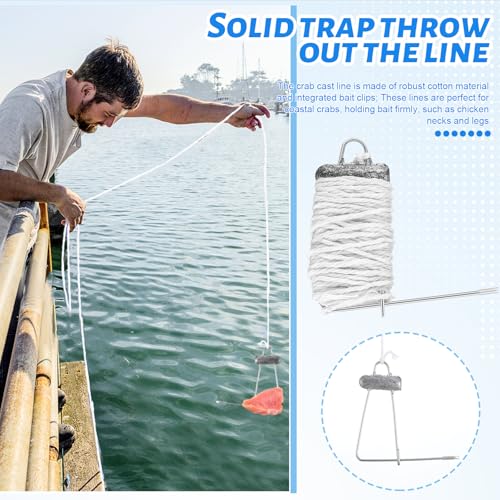 6 Pack 30ft Weighted Crab Lines with Lead Weights for Crabbing - Perfect for All Ages