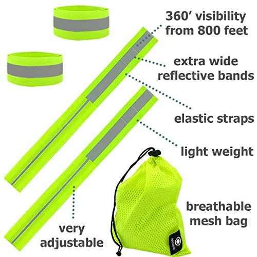 Reflective Bands for Night Walking Reflective Arm Bands for Runners Reflective Wristbands Reflective Ankle Bands Cycling Reflective Running Gear Bike Pant Leg Strap Bicycle Pants Clips