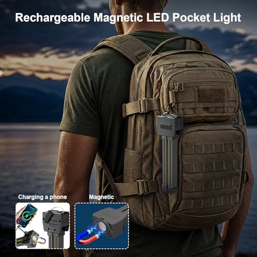 Black Portable Magnetic Work Light with 180° Swivel & Power Bank - Gym & Camping Lighting