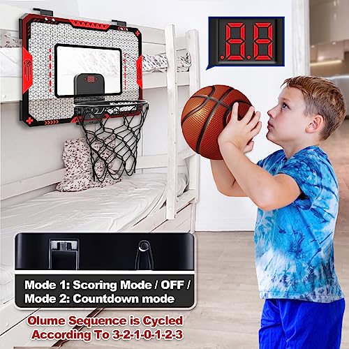 Mini Basketball Hoop for Kids Over Door Indoor Basketball Set - Red