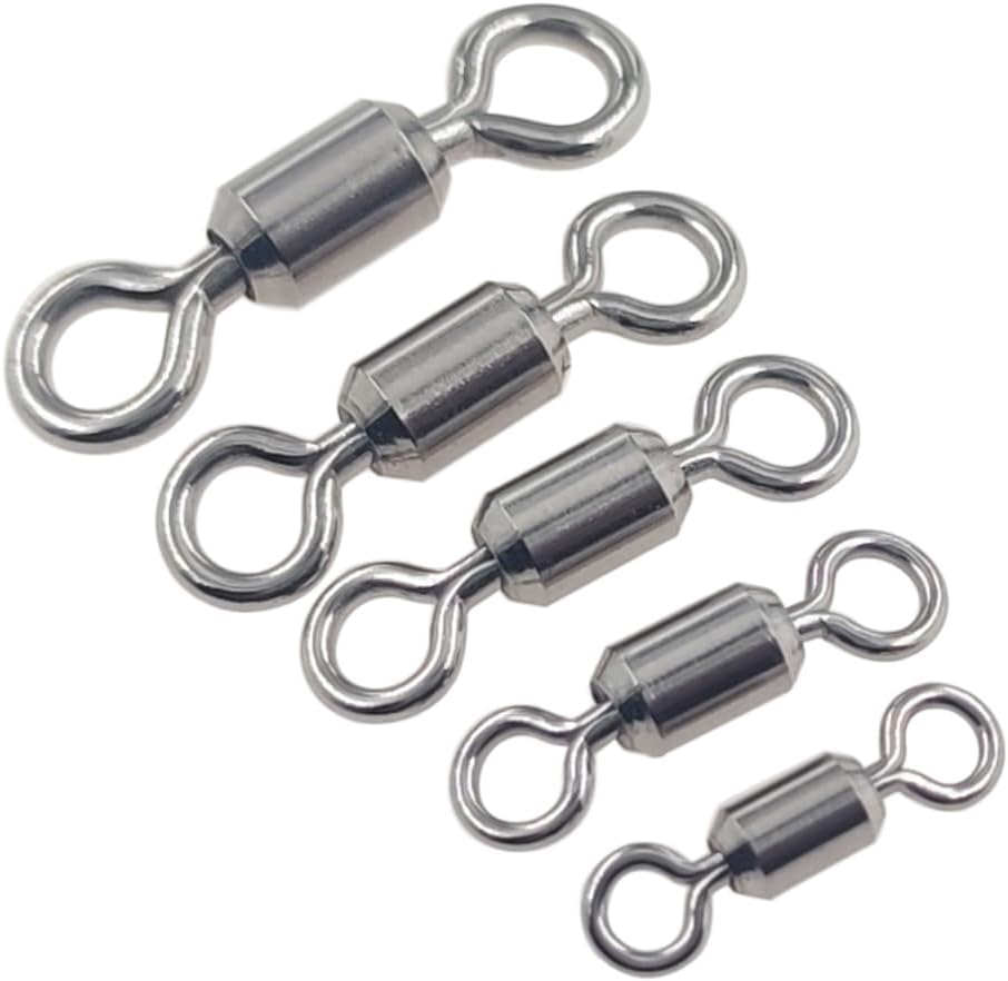 100 Pcs Fishing Swivels Saltwater, 100% 304 Stainless Steel Power Swivel Corrosion Resistance Barrel Swivels High Strength Freshwater Fishing Line Lure Leader Connectors