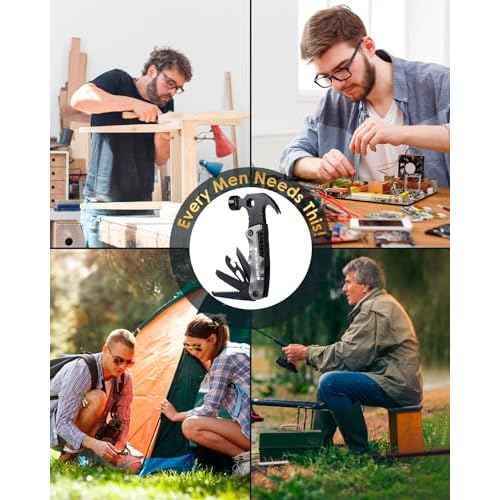 Dad Gifts for Fathers Day from Daughter Son Wife - Multitool Hammer Gifts for Men Camping Accessories 13 In 1 Survival Multi Tools Hammer Cool Gadgets for Men Adults Husband Grandpa Women Birthday