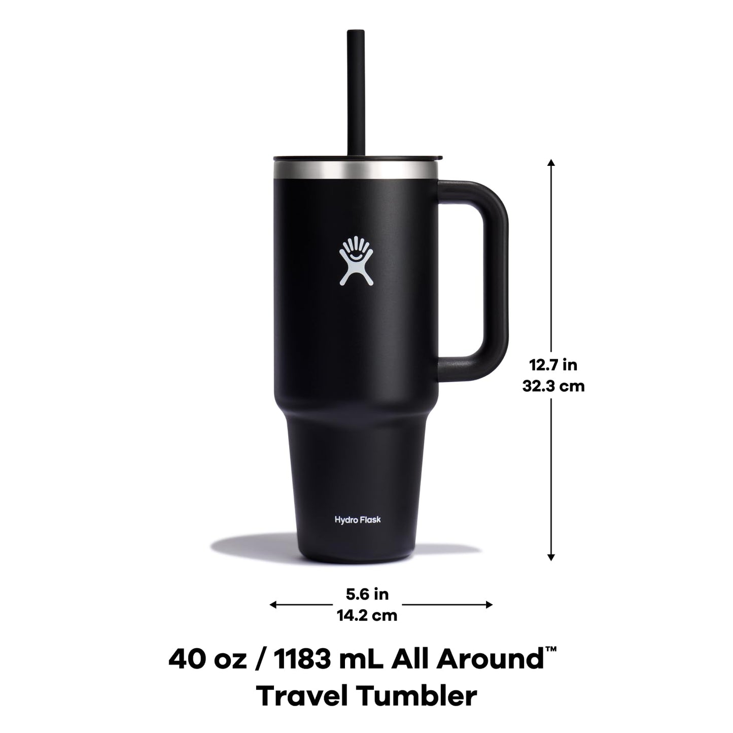 Hydro Flask Travel Tumbler with Handle, Lid and Straw - Insulated Stainless Steel in 40 Oz White