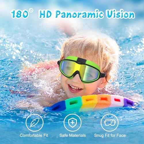 Kids Swim Goggles 2 Pack, Anti-Fog UV Protection Wide View Swimming Goggles for kids 3-15 Youth Boys Girls Toddler