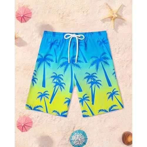 Boys Two Piece Rash Guard and Swim Trunks Outfit Set Kids Short Sleeve Swimsuit