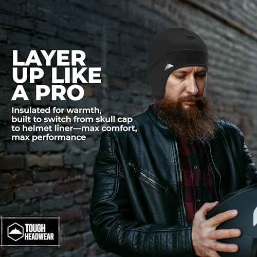 Tough Headwear Thermal Skull Cap - Moisture-Wicking Running Beanie Helmet Liner - Warmth & Cycling Apparel