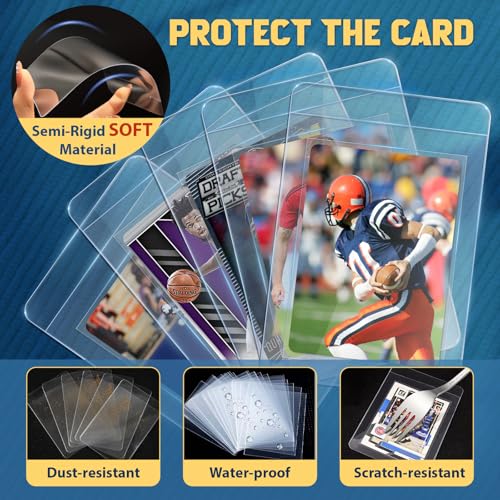SAMYUCHO 500 Pack Semi-Rigid Card Holders & Penny Sleeves with 0.55-Inch Lip - Double Protection