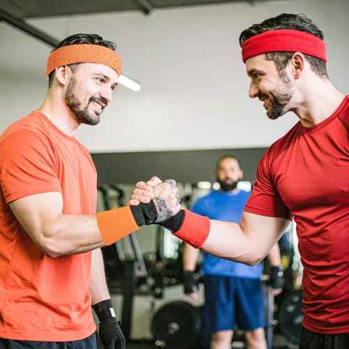 Yolev 3Pieces Sweatband Set, Sports Headband and Wristbands, Set of 1 Headband and 2 Wristbands, for Athletic Men and Women, Black and Neon Green, One Size(Light Green)