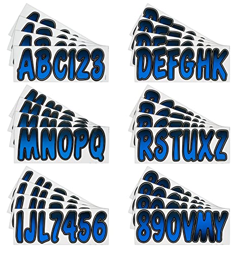 Marine Vinyl Boat Registration Numbers Kit - Blue-Black Gradient, 146 Pieces, USCG Compliant