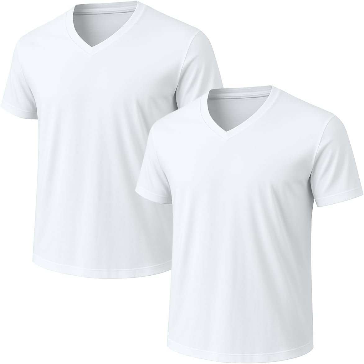 2-Pack Bulk Men’s V-Neck T-Shirts – Soft Pre-Shrunk Premium Cotton, Short Sleeves, Reinforced Collar, Crew Neck, Casual Fit