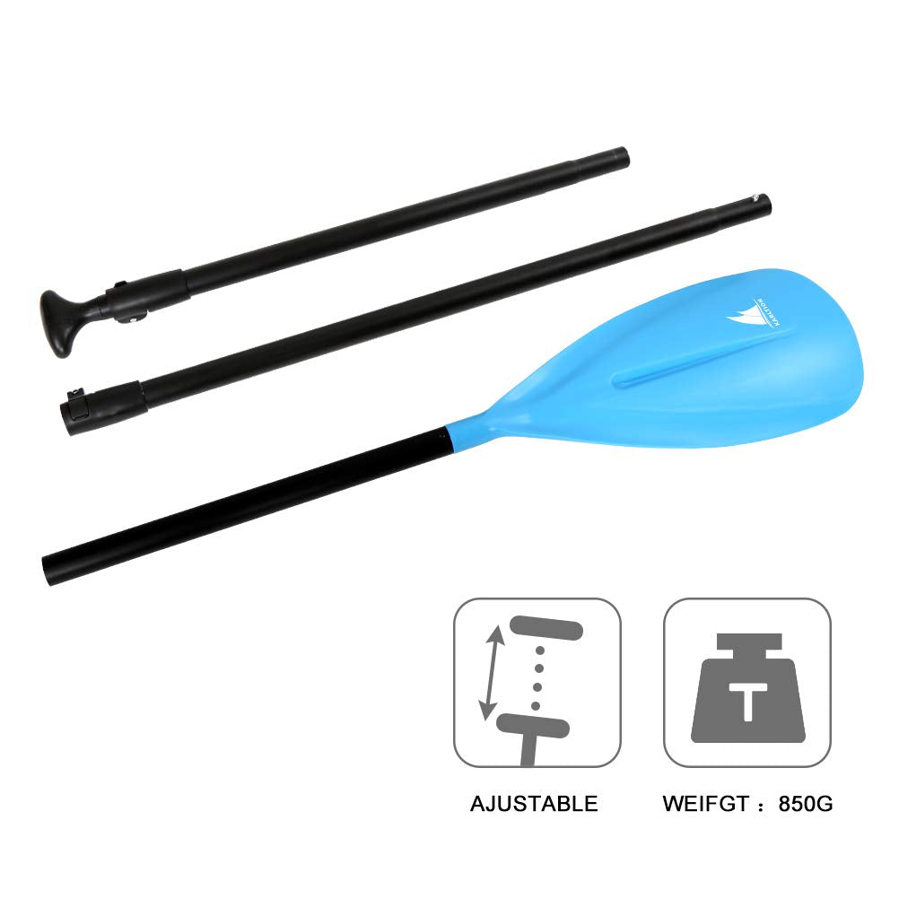 Karltion SUP Paddle - 3 Pieces Adjustable Aluminium SUP Paddle Alloy Shaft Paddle Board Paddles with Glass Fiber Blade for Surfing, Floating,Water Sport-Blue