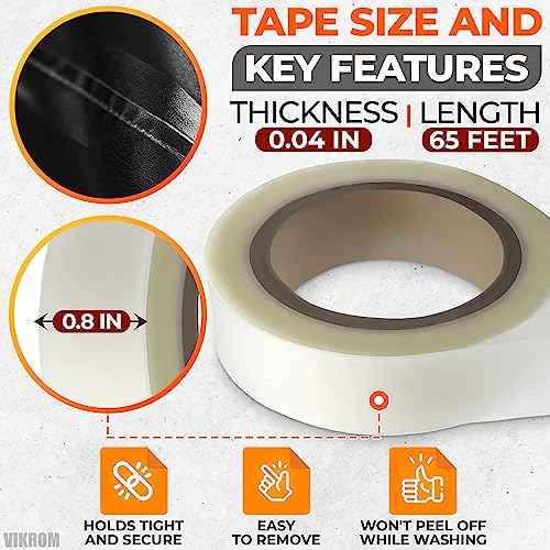 VIKROM Tent Seam Tape 65 Ft Lenght 0.8 Inch Wide Waterproof - White Tape Tent Repair Waterproof Seam Sealer