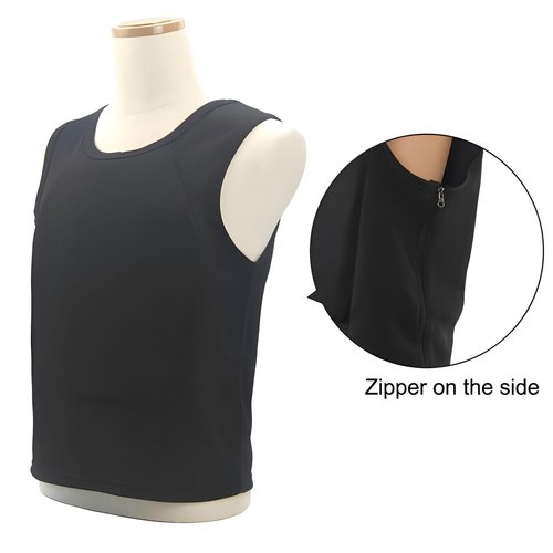 Concelable Вu𝐥𝐥𝐞tprọọf Vest T-shirt -Front & Back Plate-IeveI NlJ 3A Body Arrnor Hidden Protective (Black-T-shirt+front and back plates,L)