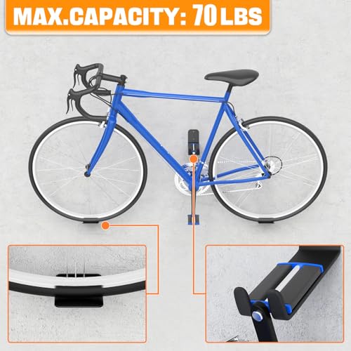 2 Pack Wall-Mounted Bike Pedal Hangers Garage Bike Storage Rack