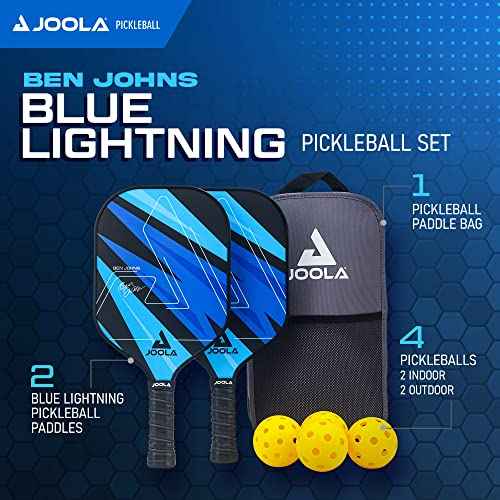JOOLA Pickleball Paddles Set of 2 ? Multiple Colors - Reinforced Fiberglass Surface ? Lightweight, Durable, Beginner-Friendly Racket Design ? Set Includes Balls & Bag ? USAP Approved