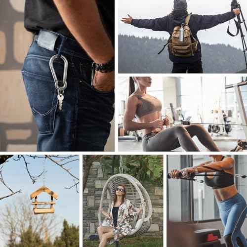 Small Carabiner Clip Hooks, 32pcs 1.57 inch Carabiners Heavy Duty, Galvanized Iron Spring Snap Hook Fits Camping Hiking, Metal Clips for Keychain Keys Rings