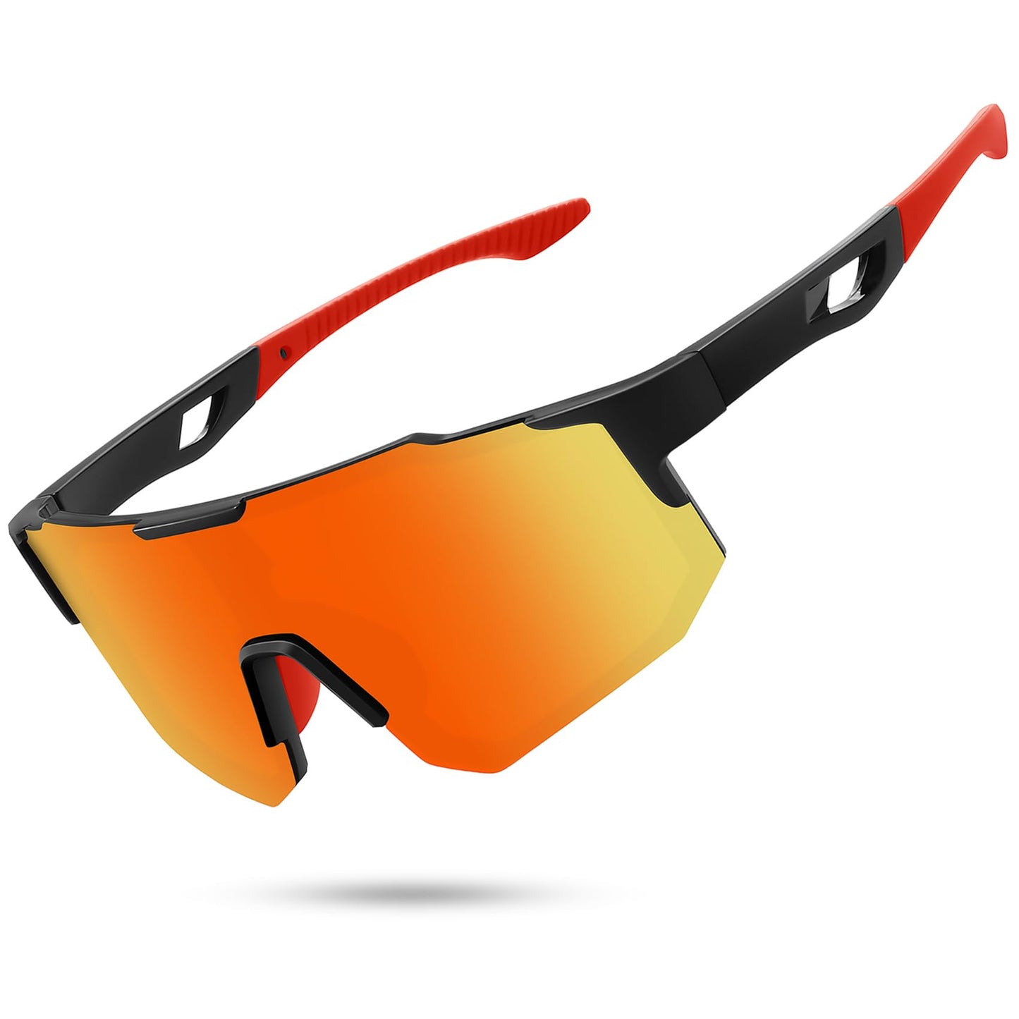 STORYCOAST Sports Polarized Sunglasses for Men Women Fishing Cycling Driving Baseball Bike Sunglasses UV400 Protection Black Frame/Red Mirror Lens