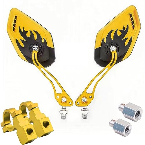 Yellow Bicycle Mirrors for Handlebar 2 Pack - Wide View, Adjustable Bike Safety Accessories