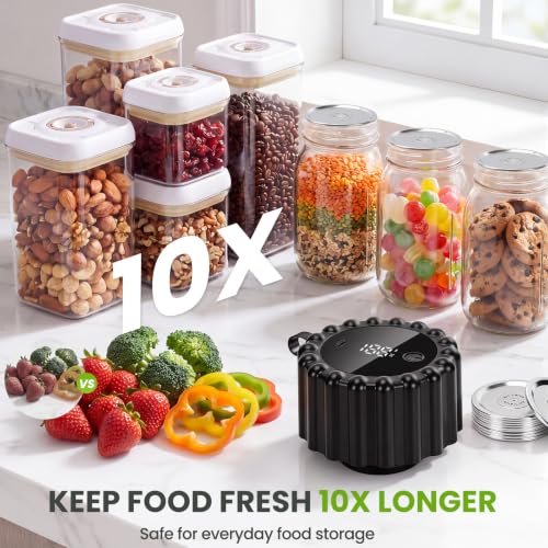 Electric Mason Jar Vacuum Sealer with 20 Lids for Food Preservation