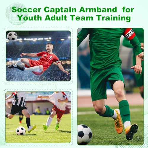 Captain's Armband for Soccer Rugby Adjustable Elastic Team Leader Wristband - Set of 6