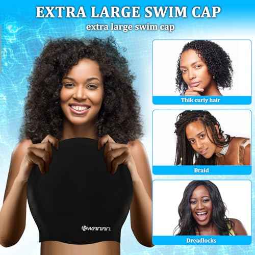 Extra Large Silicone Swim Cap for Long Hair and Protective Styles?Waterproof Swimming Cap for Men and Women with Dreadlocks, Weaves, Extensions, Braids, Curls, and Afros?Keep Hair Dry