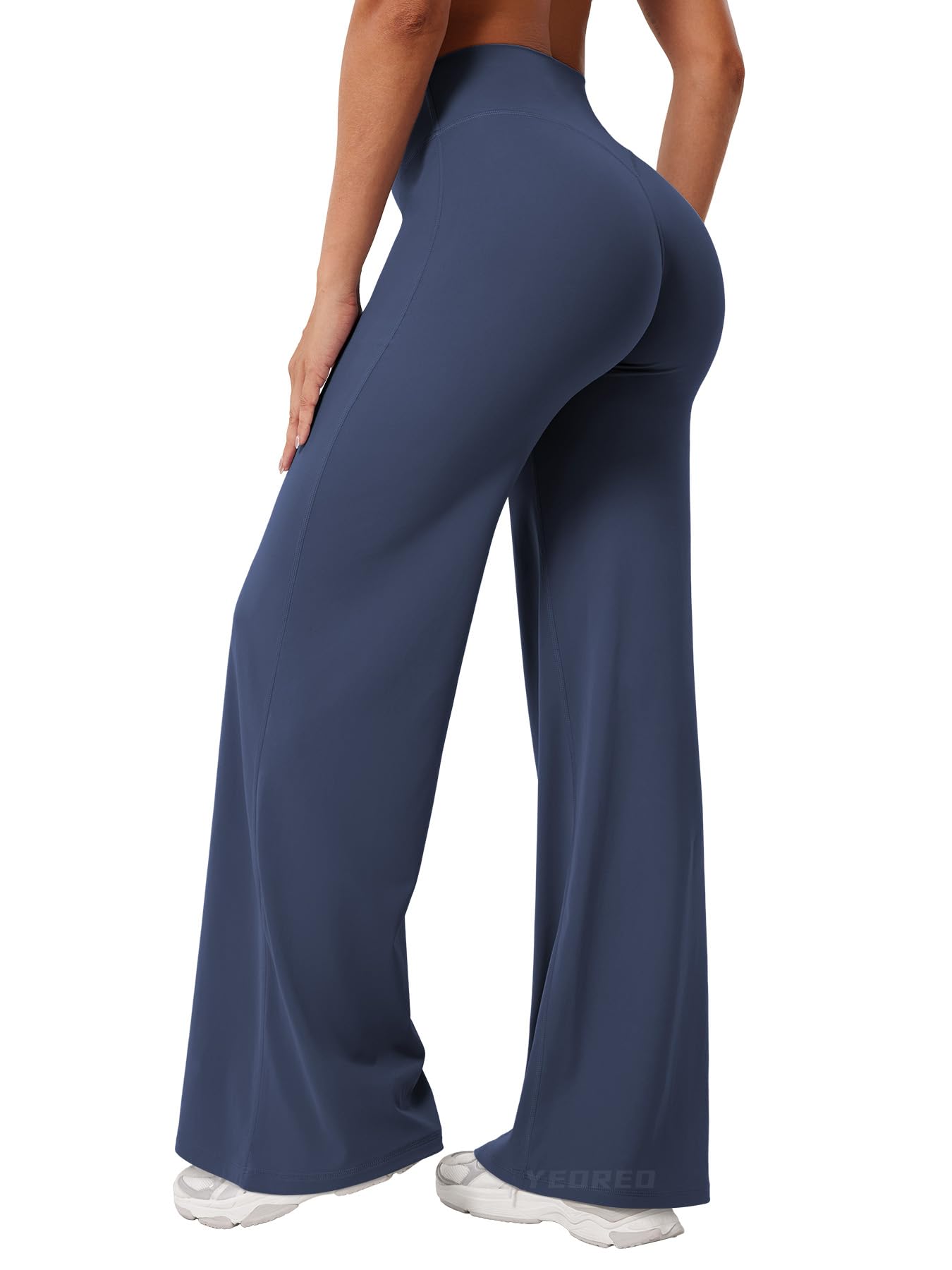 YEOREO Workout Leggings Womens No Front Seam Straight Leggings 31.5" High Waist Buttery Eddiy Gym Yoga Pants Navy Blue M