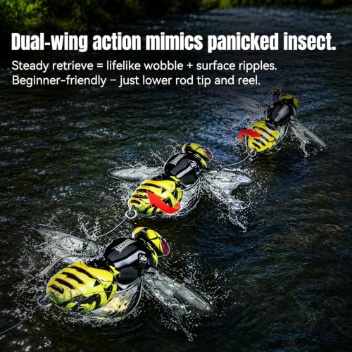 KINGDOM Wasp Fishing Lure Topwater Hard Insect Bait for Bass Pike, 1.57in 0.14oz - Variation 06