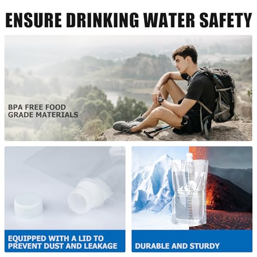 64oz Collapsible Water Bottles 3-Pack - Reusable Foldable Hydration Bottles for Hiking Camping & Travel, BPA-Free