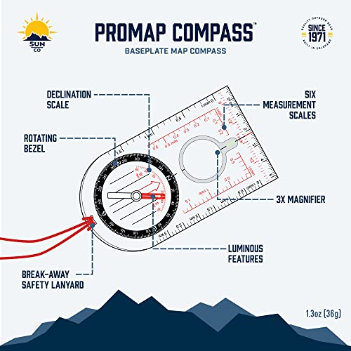 Ultralight Map Compass with Declination Scale for Hiking & Survival Navigation