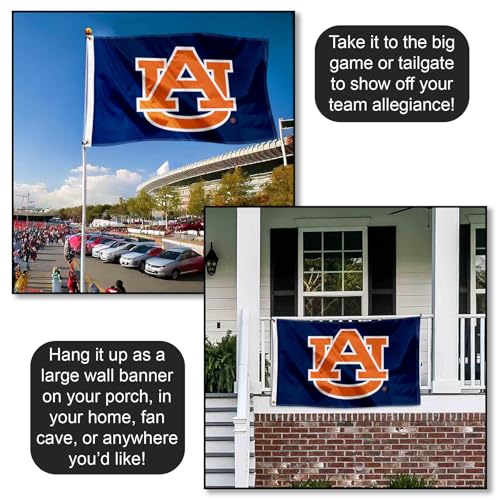 Large College Flag - Auburn Tigers University Banner 3x5 FT with Grommets