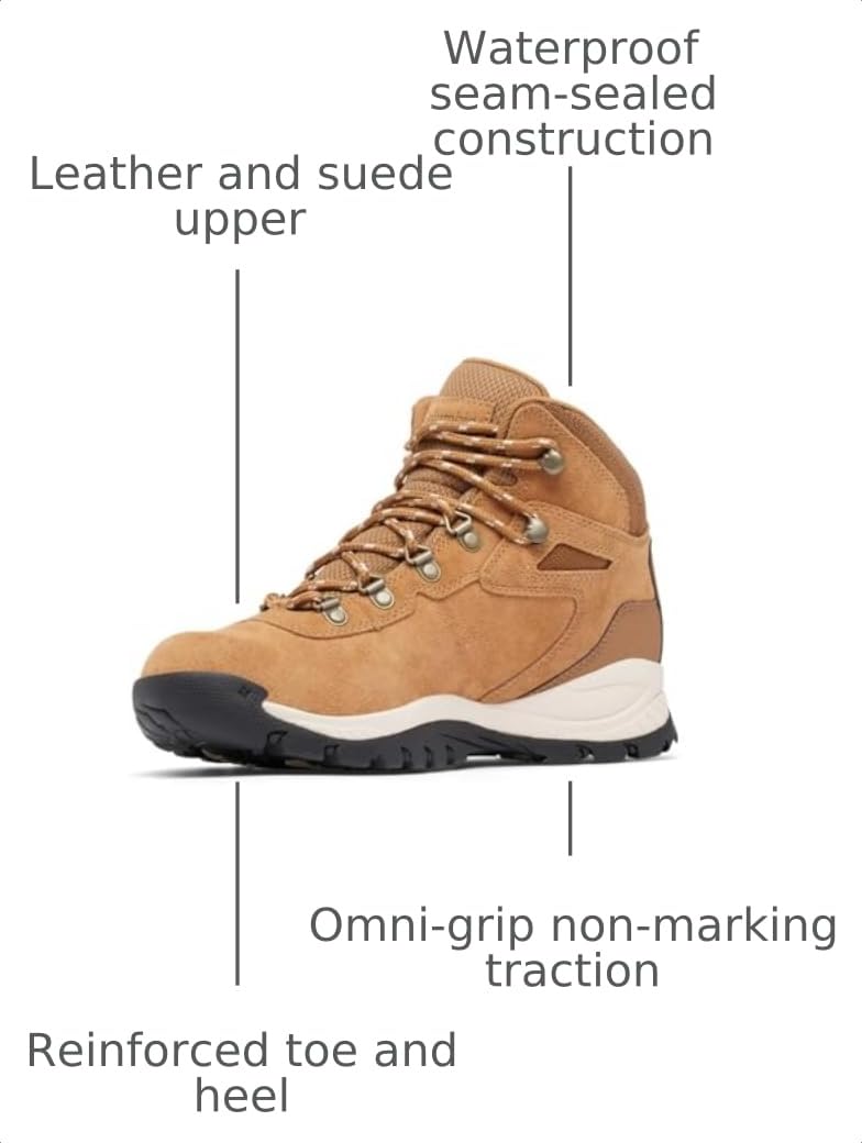 Columbia Womens Newton Ridge Plus Waterproof Amped, Elk/Dark Stone, 8