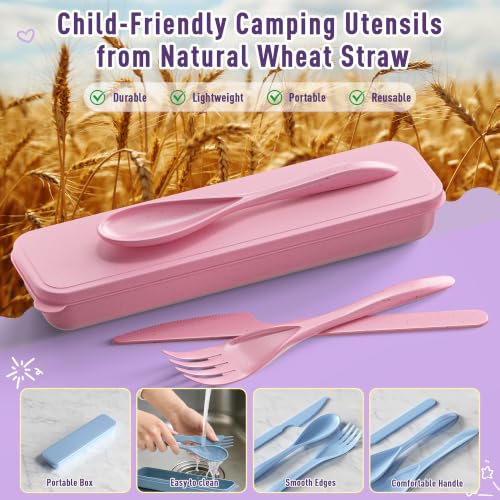 Travel Utensil Set with Case - Reusable Camping Picnic Cutlery
