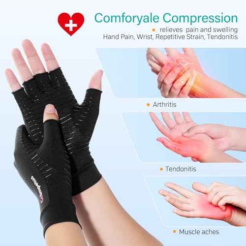 Micro-Pressure Sensation Arthritis Gloves, Fingerless Non-Slip Breathable Gloves for Arthritis Carpal Tunnel Pain Relief, Hand Pain, Fit Women & Men | Medium
